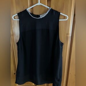MICHAEL Michael Kors Black Sleeveless Top with Silver Chain Detail